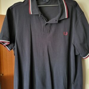 Fred Perry Black Polo with Red and White Trim
